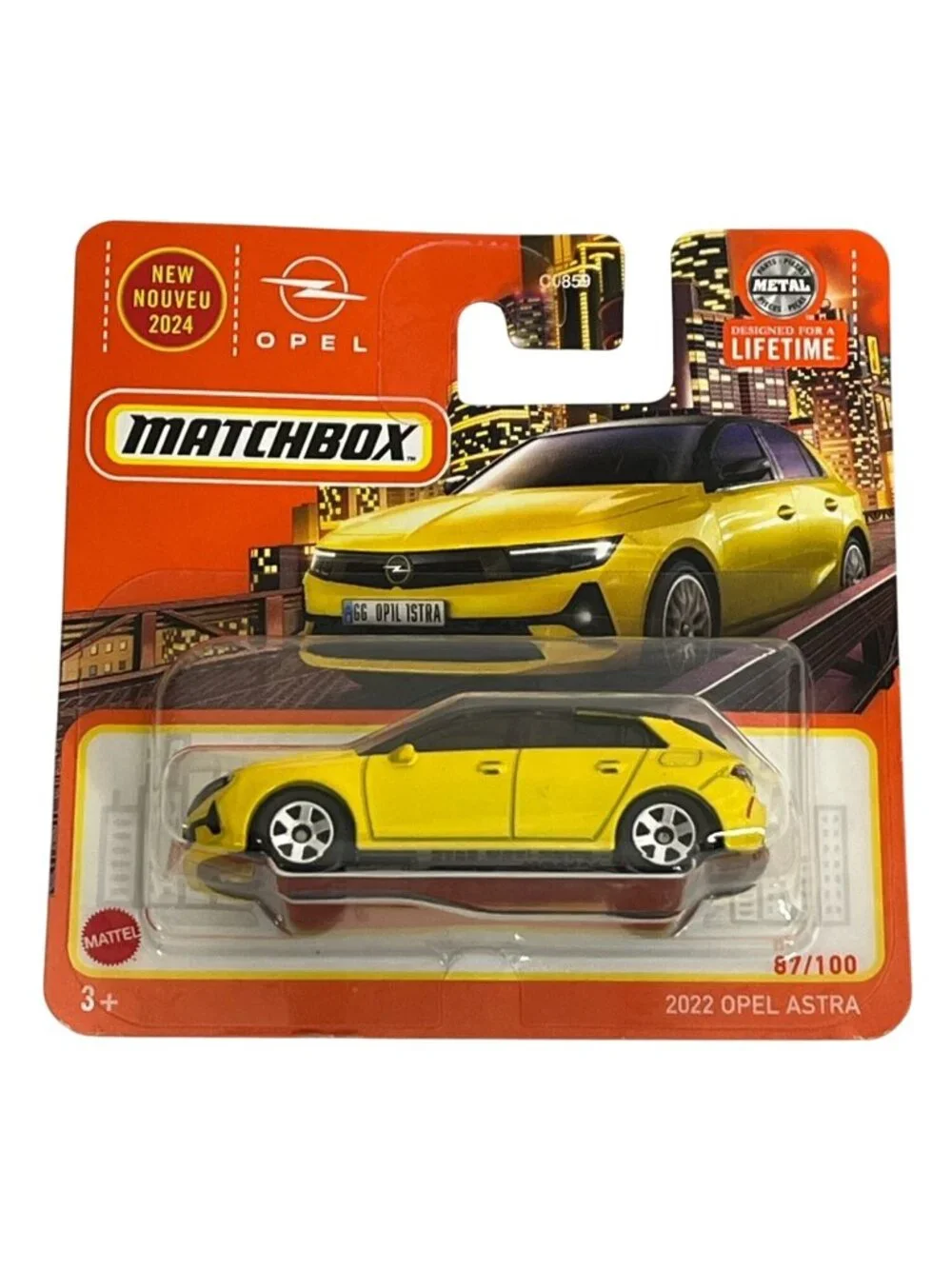 Matchbox 2024 Opel Astra Yellow Hatchback 1:64 Short Card Diecast
